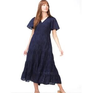 Frilly, Fun, Fanciful Navy Blue Eyelet Dress